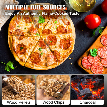 VEVOR Outdoor Oven 12-inch Pellet and Charcoal Fired Maker, Portable Outside Stainless Steel Grill with Pizza Stone, Waterproof Cover, Shovel, Wood Burner for Backyard Camping, - BXSPSLYCKLHSBC8PEV0 - view 3