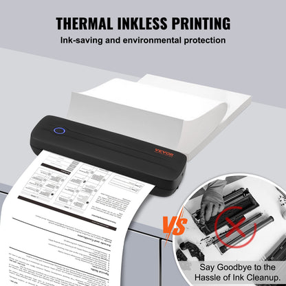 VEVOR Portable Printer - 2600mAh Battery, 203 DPI, Bluetooth Inkless Mobile Printer for A4, A5 & 8.5" x 11" Thermal Paper, Compatible with iOS, Android & Laptop, Ideal for Travel, Office & Home Use - BXSRMDYJ203DTT5FQV9 - view 4