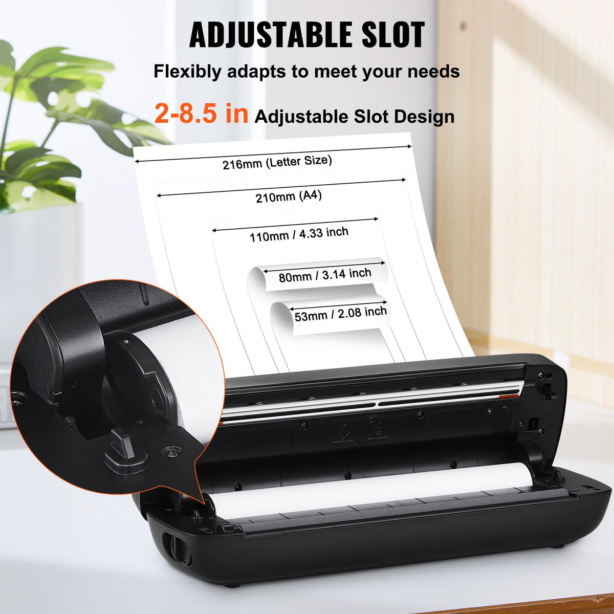 VEVOR Portable Printer - 2600mAh Battery, 203 DPI, Bluetooth Inkless Mobile Printer for A4, A5 & 8.5" x 11" Thermal Paper, Compatible with iOS, Android & Laptop, Ideal for Travel, Office & Home Use - BXSRMDYJ203DTT5FQV9 - view 6