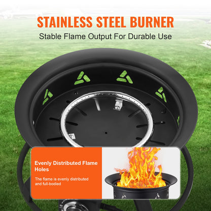 VEVOR Propane Fire Pit, 24-Inch Diameter Outdoor Portable Gas Fire Pit with Cover & Lava Rocks, Adjustable Flame Height Camping Firepit for Heating, Lighting, Gathering, 58,000 BTU, Black - BXSRQHK24YCBL1S54V0 - view 4