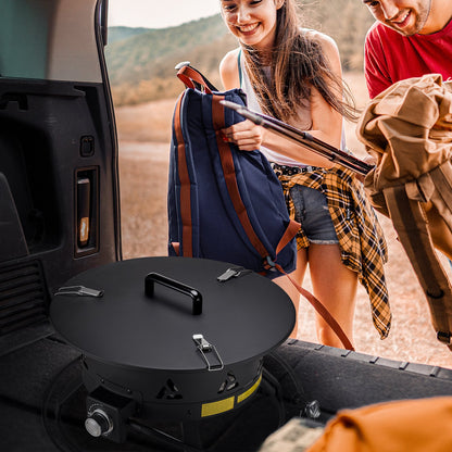 VEVOR Propane Fire Pit, 24-Inch Diameter Outdoor Portable Gas Fire Pit with Cover & Lava Rocks, Adjustable Flame Height Camping Firepit for Heating, Lighting, Gathering, 58,000 BTU, Black - BXSRQHK24YCBL1S54V0 - view 9