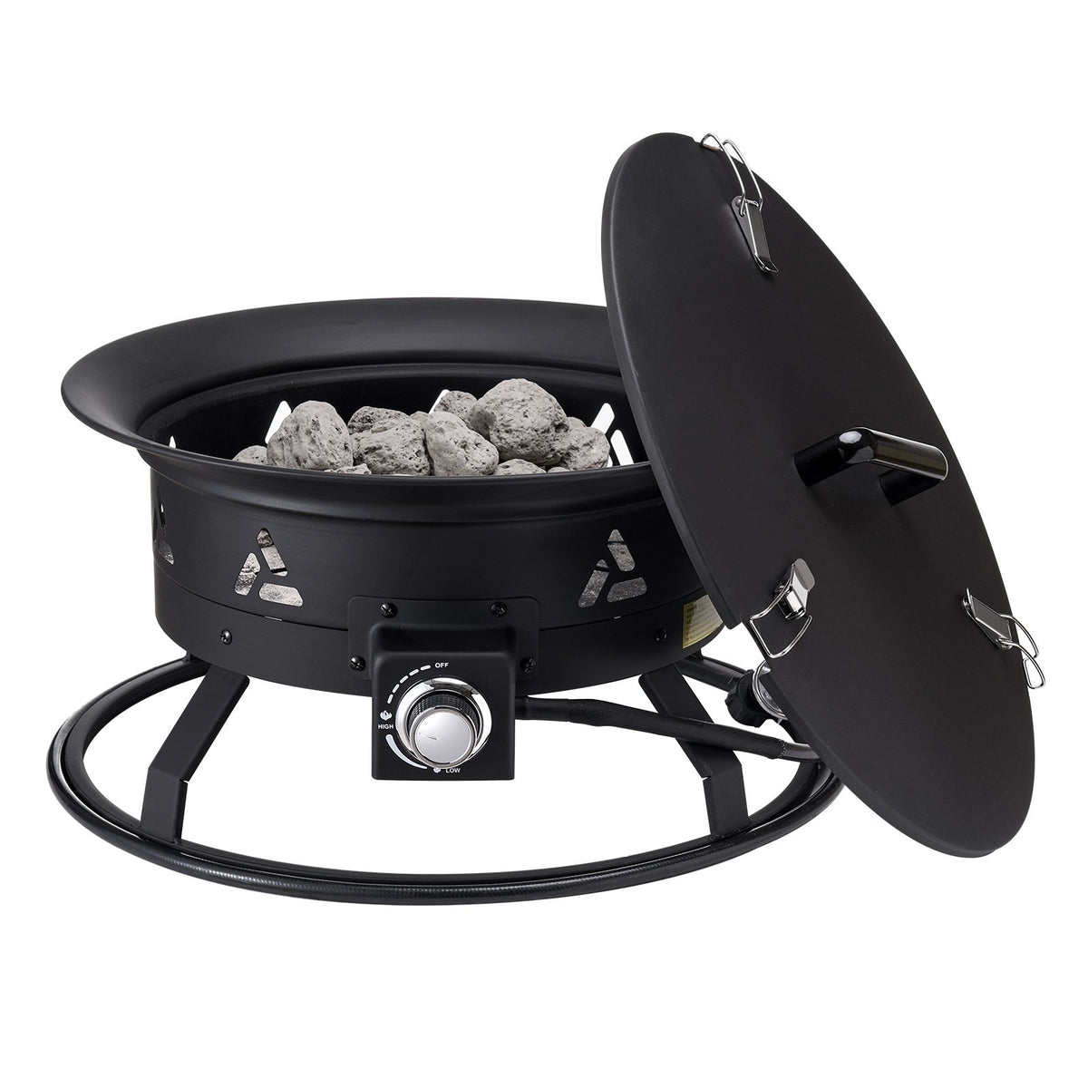 VEVOR Propane Fire Pit, 24-Inch Diameter Outdoor Portable Gas Fire Pit with Cover & Lava Rocks, Adjustable Flame Height Camping Firepit for Heating, Lighting, Gathering, 58,000 BTU, Black - BXSRQHK24YCBL1S54V0 - view 10