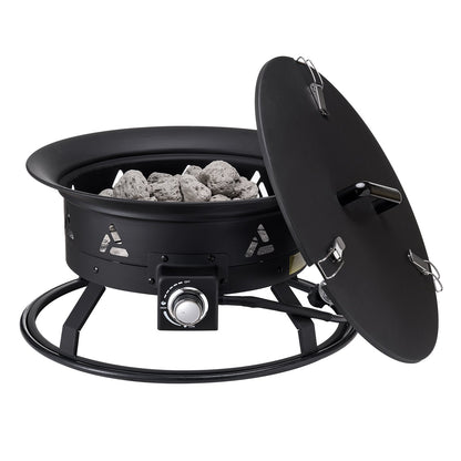 VEVOR Propane Fire Pit, 24-Inch Diameter Outdoor Portable Gas Fire Pit with Cover & Lava Rocks, Adjustable Flame Height Camping Firepit for Heating, Lighting, Gathering, 58,000 BTU, Black - BXSRQHK24YCBL1S54V0 - view 10