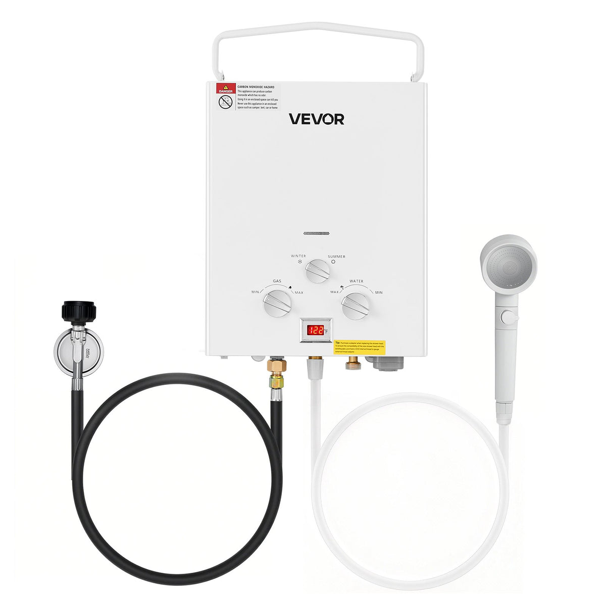 VEVOR Portable Propane Water Heater, 5L Tankless Outdoor Water Heater, 34000 BTU 1.32 GPM Instant Hot Water, with Accessory Set + Regulator +Water Pump for RV Camping Trips Cabins Barns - BXSRQRSQMB5LTDTZAV9 - view 1