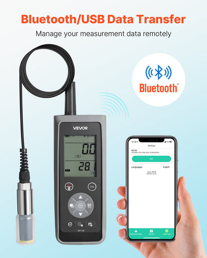 VEVOR Dissolved Oxygen Meter, 0.0-50.0 mg/L Measurement Range, Portable Dissolved Oxygen Tester Kit with 13.1 ft Electrode Cable, Bluetooth/USB Data Transfer, 750 Data Sets Storage, DO Meter for Ponds - BXSRYJBXS005SOMVE001V9 - view 3