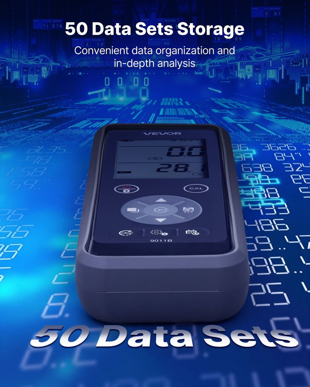 VEVOR Dissolved Oxygen Meter, 0.0-50.0 mg/L Measurement Range, Portable Dissolved Oxygen Tester Kit with 13.1 ft Electrode Cable, Bluetooth/USB Data Transfer, 750 Data Sets Storage, DO Meter for Ponds - BXSRYJBXS005SOMVE001V9 - view 6