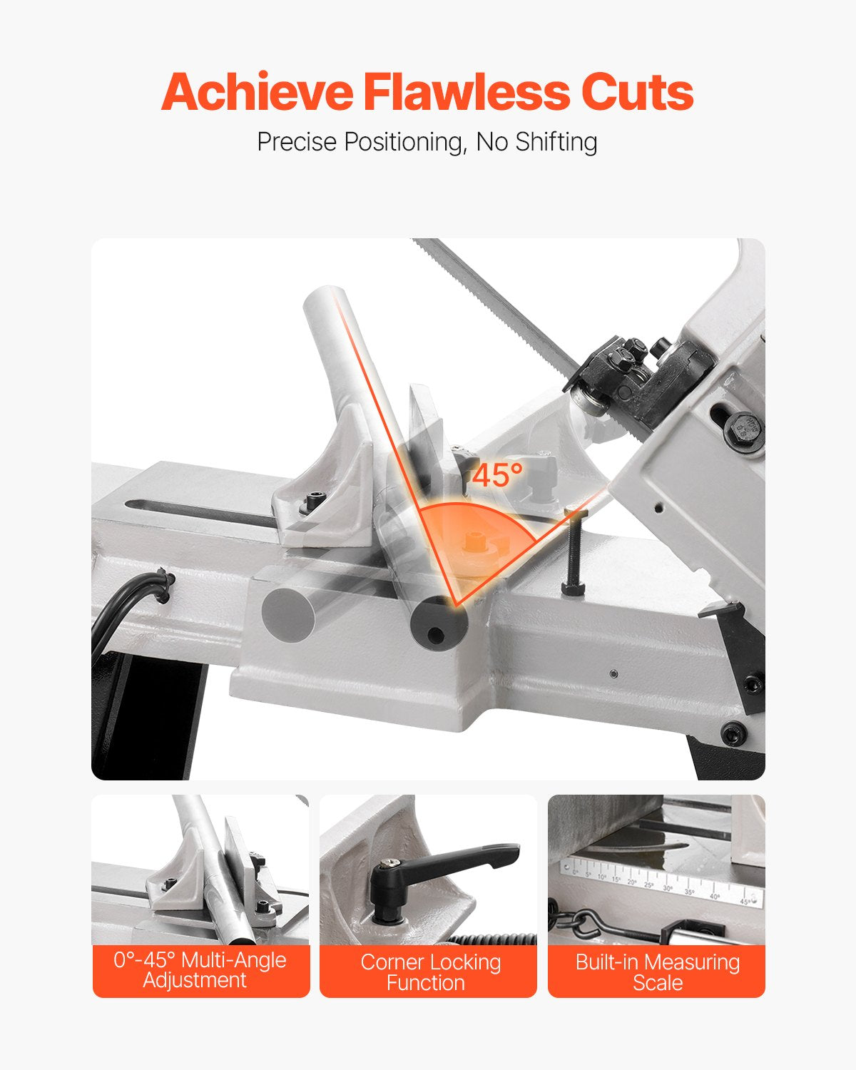 VEVOR Metal Horizontal Band Saw, 4 in x 6 in Rectangular Cutting Capacity, 110V Metal Vertical Cutting Bandsaw with 550W Motor, 0-45° Angle Adjustment, Variable Speed, for Metal, Wood, and Plastic - BXSSJSSPDJBKHTKDKV1 - view 5