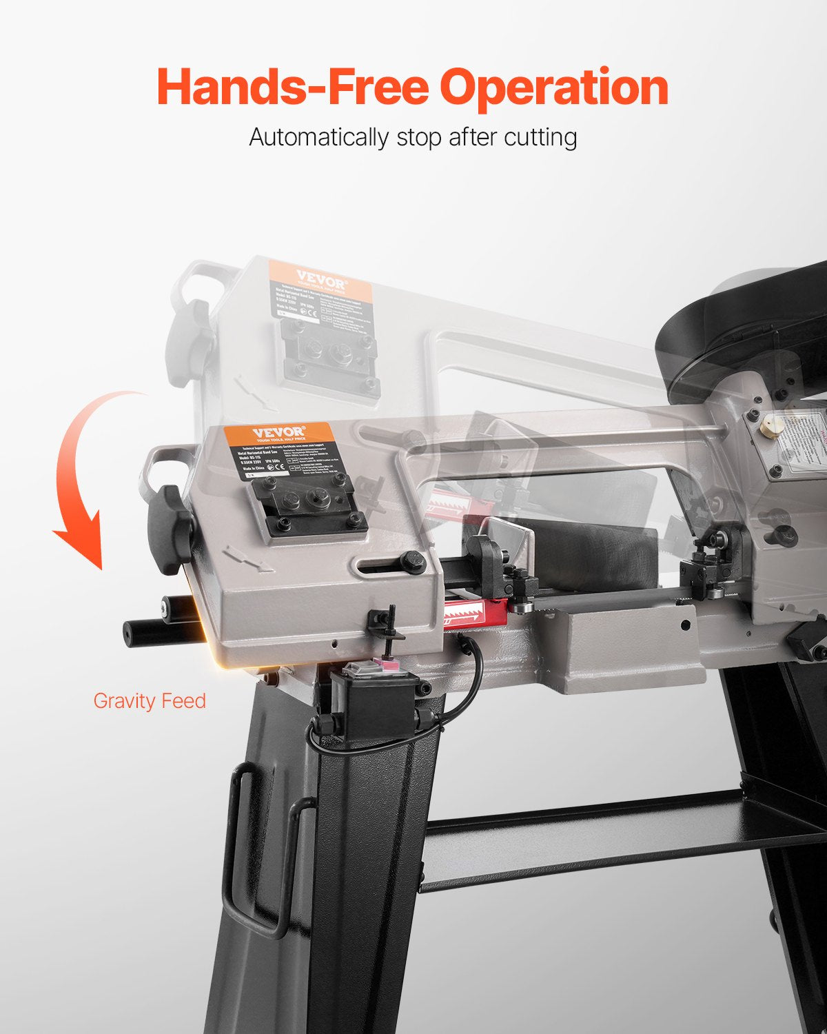 VEVOR Metal Horizontal Band Saw, 4 in x 6 in Rectangular Cutting Capacity, 110V Metal Vertical Cutting Bandsaw with 550W Motor, 0-45° Angle Adjustment, Variable Speed, for Metal, Wood, and Plastic - BXSSJSSPDJBKHTKDKV1 - view 7
