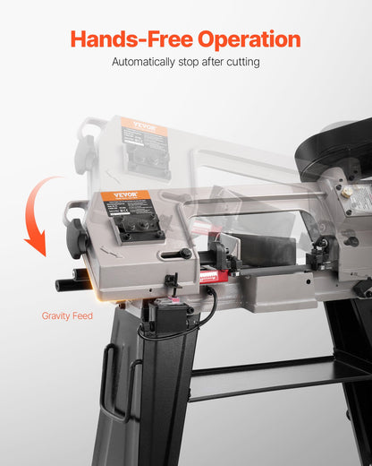 VEVOR Metal Horizontal Band Saw, 4 in x 6 in Rectangular Cutting Capacity, 110V Metal Vertical Cutting Bandsaw with 550W Motor, 0-45° Angle Adjustment, Variable Speed, for Metal, Wood, and Plastic - BXSSJSSPDJBKHTKDKV1 - view 7