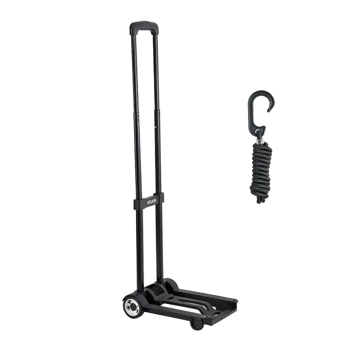 VEVOR Folding Hand Truck, 110 lbs Load Capacity, Collapsible Luggage Cart with 2 Wheels & 1 Elastic Rope, Utility Dolly Platform Cart for Airport Travel Furniture Luggage Office Moving, Black - BXSTHCHS2G11BKSTN001V0 - view 10
