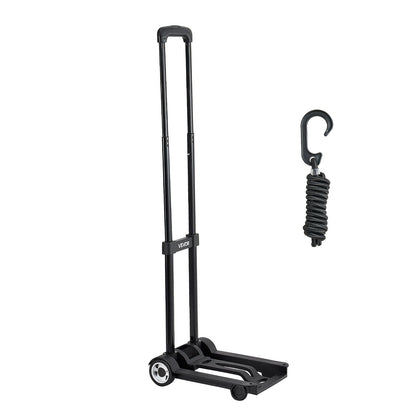 VEVOR Folding Hand Truck, 110 lbs Load Capacity, Collapsible Luggage Cart with 2 Wheels & 1 Elastic Rope, Utility Dolly Platform Cart for Airport Travel Furniture Luggage Office Moving, Black - BXSTHCHS2G11BKSTN001V0 - view 10