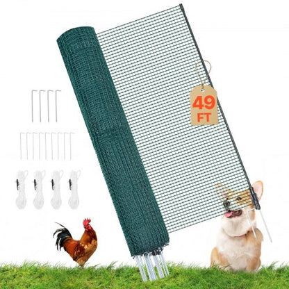 VEVOR Temporary Fence with Posts, 3.9 x 49.2 FT Plastic Mesh Fencing, Garden Safety Fences Netting with Double-Spike Stakes & Guy Ropes, Temporary Fence for Dogs, Chickens, Plants, Outdoor Yards - BXSWL15M12MB3VY8B001V0 - view 2