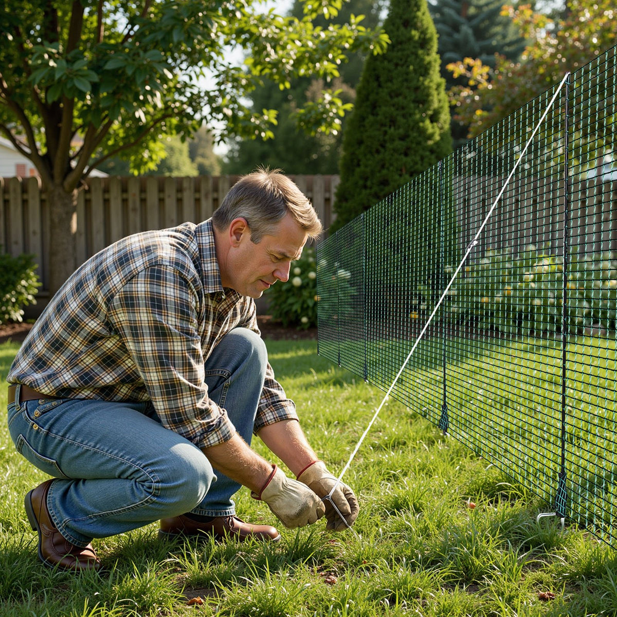 VEVOR Temporary Fence with Posts, 3.9 x 49.2 FT Plastic Mesh Fencing, Garden Safety Fences Netting with Double-Spike Stakes & Guy Ropes, Temporary Fence for Dogs, Chickens, Plants, Outdoor Yards - BXSWL15M12MB3VY8B001V0 - view 9