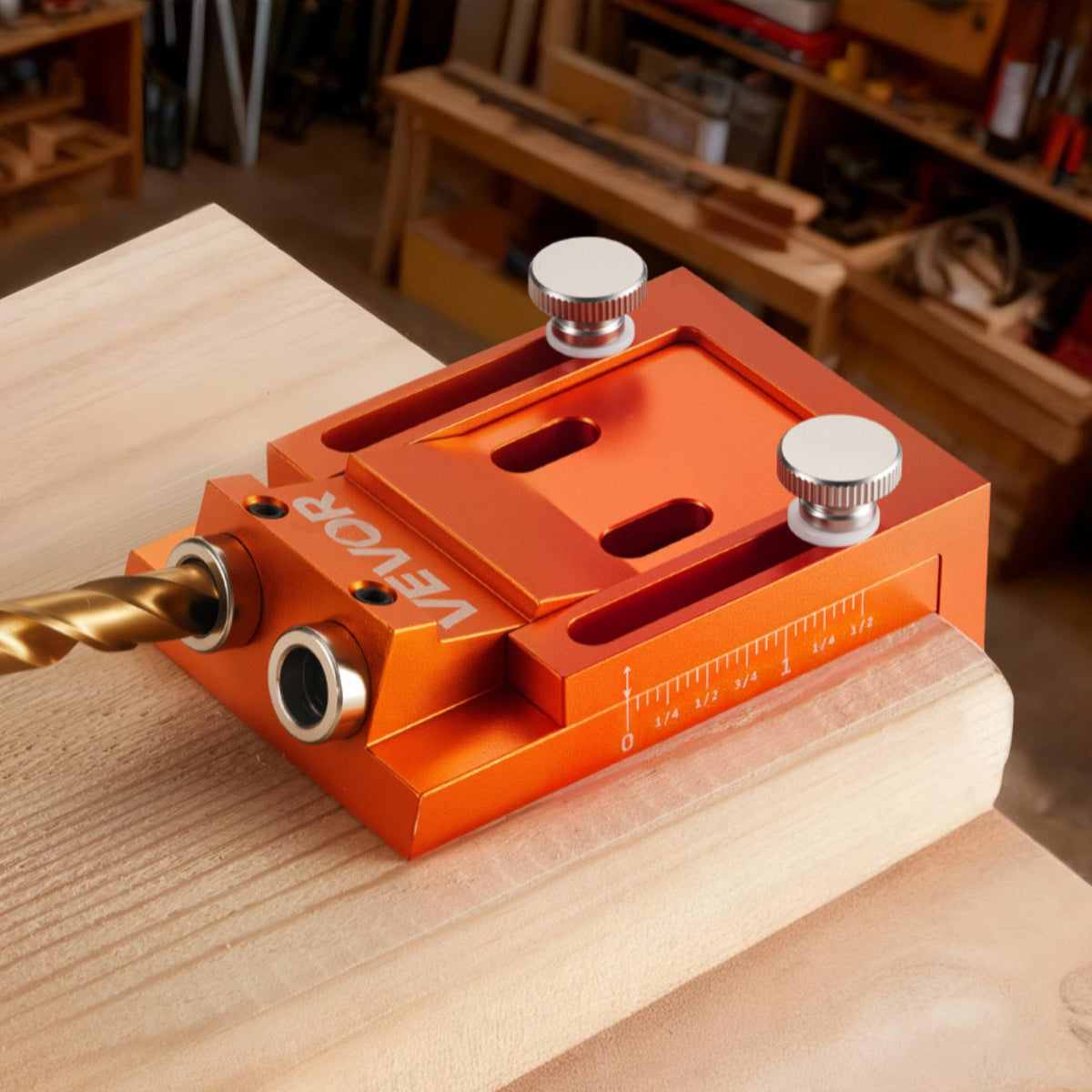 VEVOR Pocket Hole Jig Kit, 0.47 to 1.89 in Adjustable, Jig Pocket Hole System with Step Drill, Hex Wrench, Drill Stop Ring, Square Drive Bit, Plugs and Screws, Reinforced Metal Frame, for Woodworking - BXSXKKJJSDPF7781A001V0 - view 9