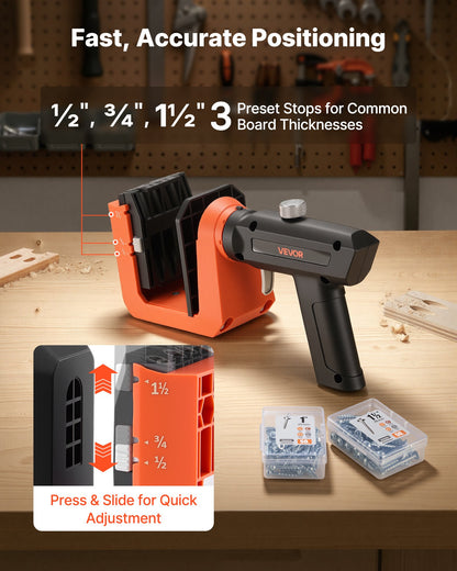 VEVOR Pocket Hole Jig Kit, 1/2", 3/4", 1-1/2" Adjustable, 360° Rotating Handle, Jig Pocket Hole System with 260 Screws, C-Clamp, Stop Collar, Drill Bit, Easy Clamping and Adjusting, for Woodworking - BXSXKKJSLTZSWMW61001V0 - view 3