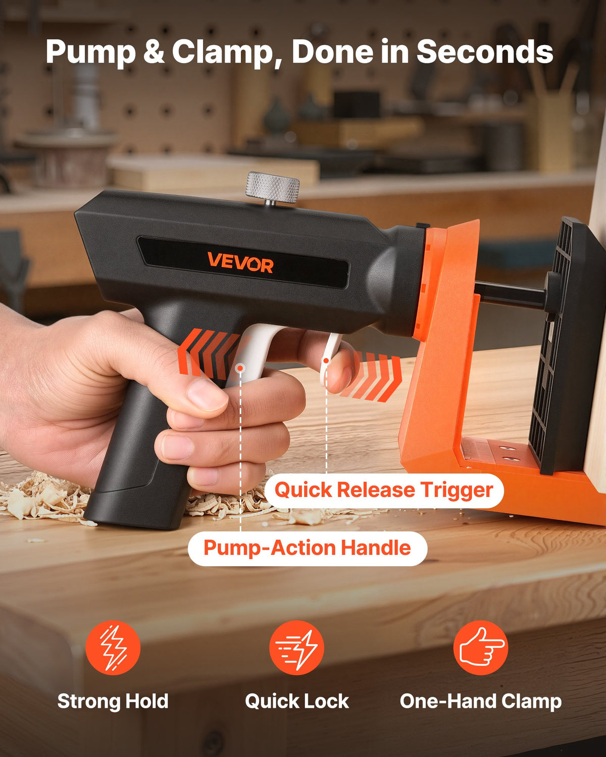 VEVOR Pocket Hole Jig Kit, 1/2", 3/4", 1-1/2" Adjustable, 360° Rotating Handle, Jig Pocket Hole System with 260 Screws, C-Clamp, Stop Collar, Drill Bit, Easy Clamping and Adjusting, for Woodworking - BXSXKKJSLTZSWMW61001V0 - view 6