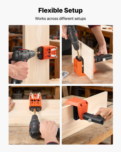 VEVOR Pocket Hole Jig Kit, 1/2", 3/4", 1-1/2" Adjustable, 360° Rotating Handle, Jig Pocket Hole System with 260 Screws, C-Clamp, Stop Collar, Drill Bit, Easy Clamping and Adjusting, for Woodworking - BXSXKKJSLTZSWMW61001V0 - view 7
