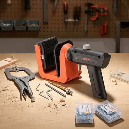 VEVOR Pocket Hole Jig Kit, 1/2", 3/4", 1-1/2" Adjustable, 360° Rotating Handle, Jig Pocket Hole System with 260 Screws, C-Clamp, Stop Collar, Drill Bit, Easy Clamping and Adjusting, for Woodworking - BXSXKKJSLTZSWMW61001V0 - view 9