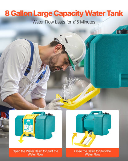 VEVOR Portable Eye Wash Station 8 Gal, OSHA-Approved Eyewash Station Wall-Mounted/On Flat Surface, Emergency Eye Wash Unit with 2 Sprays, First Aid Eyewash Units for Schools, Labs, Factories, Green - BXSXYQ20241JDB9IH001V0 - view 4