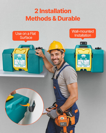 VEVOR Portable Eye Wash Station 8 Gal, OSHA-Approved Eyewash Station Wall-Mounted/On Flat Surface, Emergency Eye Wash Unit with 2 Sprays, First Aid Eyewash Units for Schools, Labs, Factories, Green - BXSXYQ20241JDB9IH001V0 - view 6