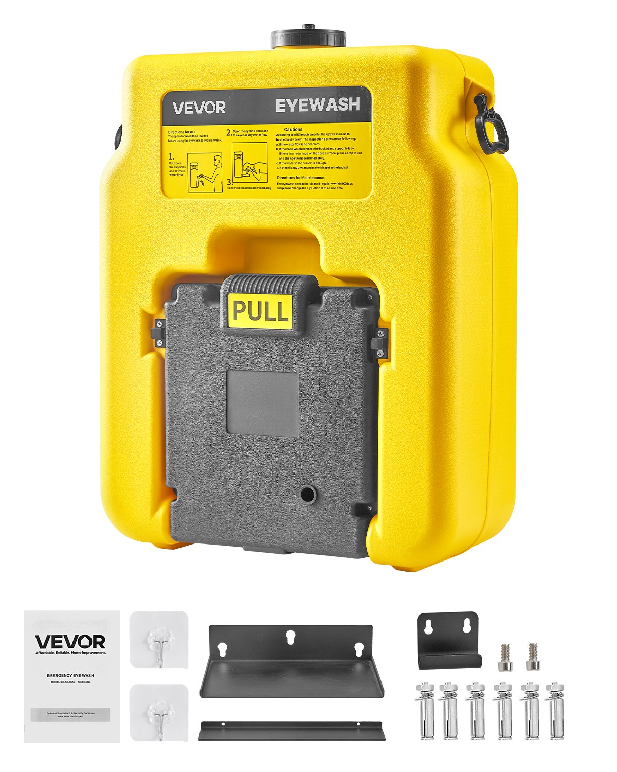 VEVOR Portable Eye Wash Station 14 Gal, OSHA-Approved Eyewash Station Wall-Mounted/On Flat Surface, Emergency Eye Wash Unit with 2 Sprays, First Aid Eyewash Units for Schools, Labs, Factories, Yellow - BXSXYQ20241JMI5DG001V0 - view 1