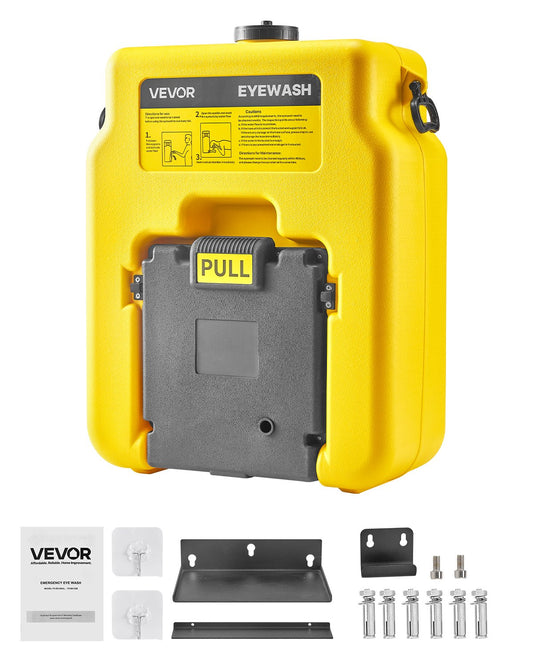 VEVOR Portable Eye Wash Station 14 Gal, OSHA-Approved Eyewash Station Wall-Mounted/On Flat Surface, Emergency Eye Wash Unit with 2 Sprays, First Aid Eyewash Units for Schools, Labs, Factories, Yellow - BXSXYQ20241JMI5DG001V0 - view 1
