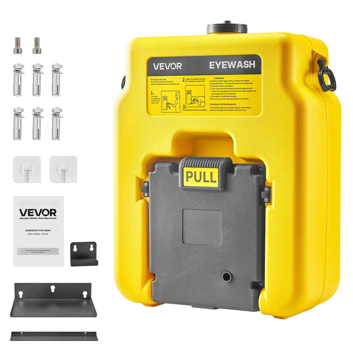 VEVOR Portable Eye Wash Station 14 Gal, OSHA-Approved Eyewash Station Wall-Mounted/On Flat Surface, Emergency Eye Wash Unit with 2 Sprays, First Aid Eyewash Units for Schools, Labs, Factories, Yellow - BXSXYQ20241JMI5DG001V0 - view 10