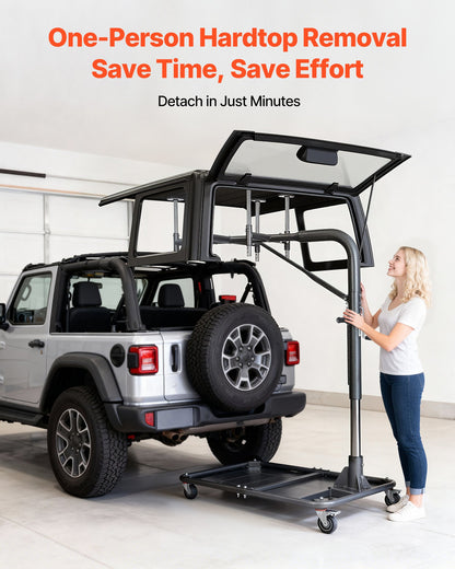 VEVOR Hard Top Remover Lift, 220 lbs, Jeep Hardtop Removal and Storage System, Quick & Easy One-Person Operation, Adjustable Height, for Jeep Wrangler YJ, TJ, JK, JL, 4XE, Ford Bronco 4 Door & 6 Gen+ - BXSYDCXXTBKZ7QN0D001V0 - view 3