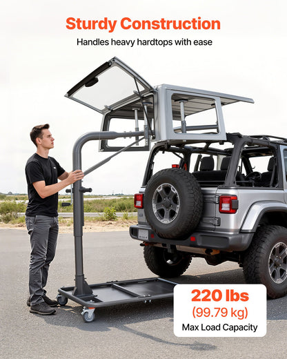 VEVOR Hard Top Remover Lift, 220 lbs, Jeep Hardtop Removal and Storage System, Quick & Easy One-Person Operation, Adjustable Height, for Jeep Wrangler YJ, TJ, JK, JL, 4XE, Ford Bronco 4 Door & 6 Gen+ - BXSYDCXXTBKZ7QN0D001V0 - view 5