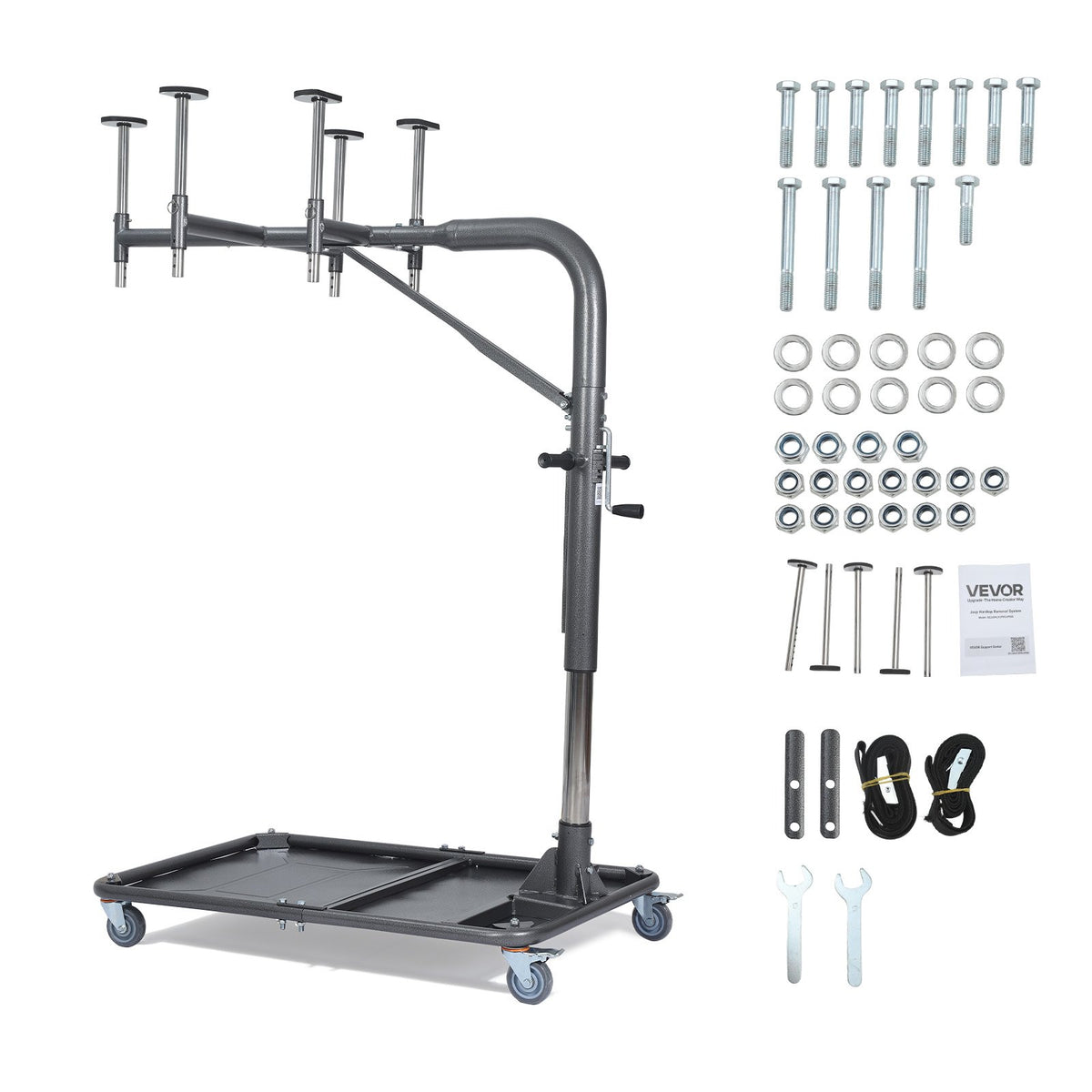 VEVOR Hard Top Remover Lift, 220 lbs, Jeep Hardtop Removal and Storage System, Quick & Easy One-Person Operation, Adjustable Height, for Jeep Wrangler YJ, TJ, JK, JL, 4XE, Ford Bronco 4 Door & 6 Gen+ - BXSYDCXXTBKZ7QN0D001V0 - view 10