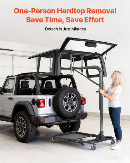 VEVOR Hard Top Remover Lift, 220 lbs, Foldable Jeep Hardtop Removal and Storage System, Easy One-Person Operation, Adjustable Height, for Jeep Wrangler YJ, TJ, JK, JL, 4XE, Ford Bronco 4 Door & 6 Gen+ - BXSYDCXXTKZDAT3NP001V0 - view 3