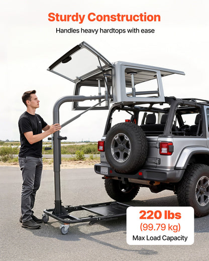 VEVOR Hard Top Remover Lift, 220 lbs, Foldable Jeep Hardtop Removal and Storage System, Easy One-Person Operation, Adjustable Height, for Jeep Wrangler YJ, TJ, JK, JL, 4XE, Ford Bronco 4 Door & 6 Gen+ - BXSYDCXXTKZDAT3NP001V0 - view 5