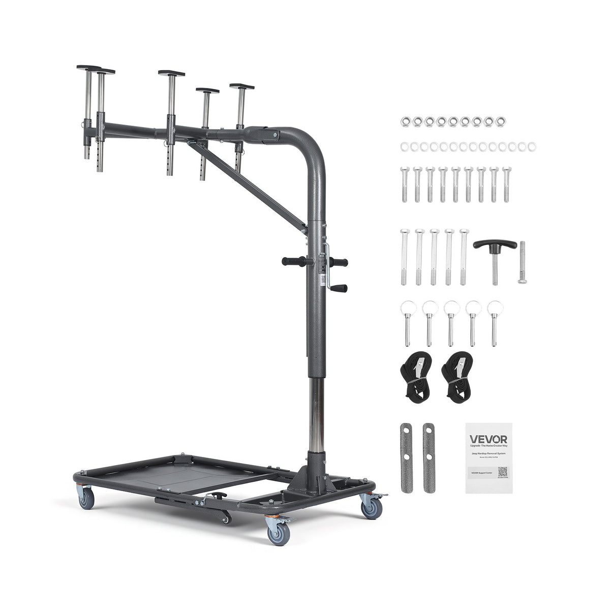 VEVOR Hard Top Remover Lift, 220 lbs, Foldable Jeep Hardtop Removal and Storage System, Easy One-Person Operation, Adjustable Height, for Jeep Wrangler YJ, TJ, JK, JL, 4XE, Ford Bronco 4 Door & 6 Gen+ - BXSYDCXXTKZDAT3NP001V0 - view 10