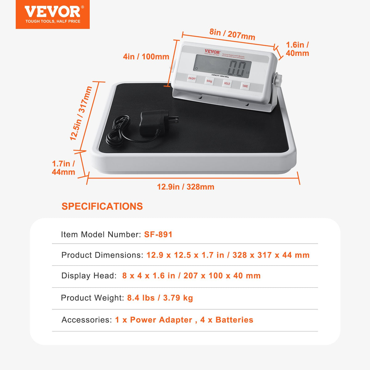 VEVOR Portable Medical Scale, Professional Digital Physician Scale for Weighing - with Anti-Slip Mat, 2 Units (kg/lb), Hold & Tare Function, 400LBS Capacity Physician Wight Scale for Gym Home Hospital - BXSYSCBSG400MRDEEV5 - view 8