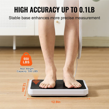 VEVOR Portable Medical Scale, Professional Digital Physician Scale for Weighing - with Anti-Slip Mat, 2 Units (kg/lb), Hold & Tare Function, 550LBS Capacity Physician Wight Scale for Gym Home Hospital - BXSYSCBSG550RRCT8V5 - view 4