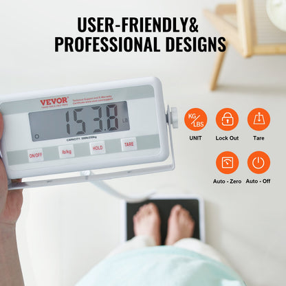 VEVOR Portable Medical Scale, Professional Digital Physician Scale for Weighing - with Anti-Slip Mat, 2 Units (kg/lb), Hold & Tare Function, 550LBS Capacity Physician Wight Scale for Gym Home Hospital - BXSYSCBSG550RRCT8V5 - view 6