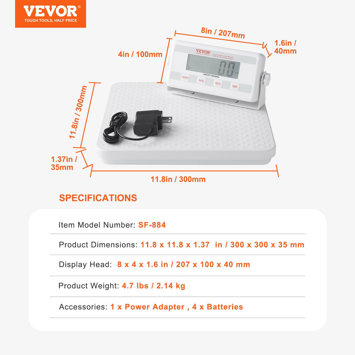 VEVOR Portable Medical Scale, Professional Physician Scale for Weighing - with Anti-slip Platform, 2 Units, Hold & Tare Function, Digital Physician Weight Scale for Gym Home Hospital, 440LBS Capacity - BXSYSCBSLHJ4NX1Y9V5 - view 8