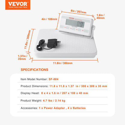 VEVOR Portable Medical Scale, Professional Physician Scale for Weighing - with Anti-slip Platform, 2 Units, Hold & Tare Function, Digital Physician Weight Scale for Gym Home Hospital, 440LBS Capacity - BXSYSCBSLHJ4NX1Y9V5 - view 8