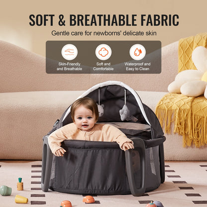 VEVOR Portable Baby Bassinet, On-The-Go Baby Dome with Canopy & Developmental Toys, Quick-Folding Travel Crib, Lightweight Baby Cradle Infant Bed for Indoors/Outdoors, Suitable for 0-6 Months Newborns - BXSYXC3230INXP1A6V0 - view 6