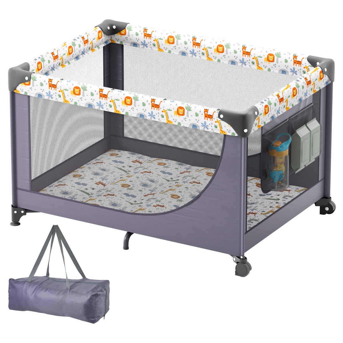 VEVOR Baby Playpen Travel Crib, Quick-Folding Playpen for Baby & Toddler, Portable Baby Fence Play Yard with Wheels, Breathable Mesh & Travel Bag, Indoor/Outdoor Kids Activity Center for 0-36 Months - BXSYXC4028INSRLSZV0 - view 1