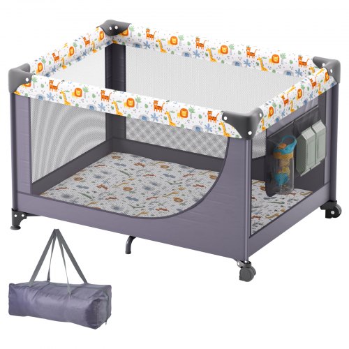 VEVOR Baby Playpen Travel Crib, Quick-Folding Playpen for Baby & Toddler, Portable Baby Fence Play Yard with Wheels, Breathable Mesh & Travel Bag, Indoor/Outdoor Kids Activity Center for 0-36 Months - BXSYXC4028INSRLSZV0 - view 2