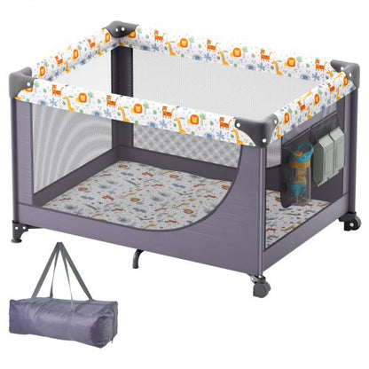 VEVOR Baby Playpen Travel Crib, Quick-Folding Playpen for Baby & Toddler, Portable Baby Fence Play Yard with Wheels, Breathable Mesh & Travel Bag, Indoor/Outdoor Kids Activity Center for 0-36 Months - BXSYXC4028INSRLSZV0 - view 2