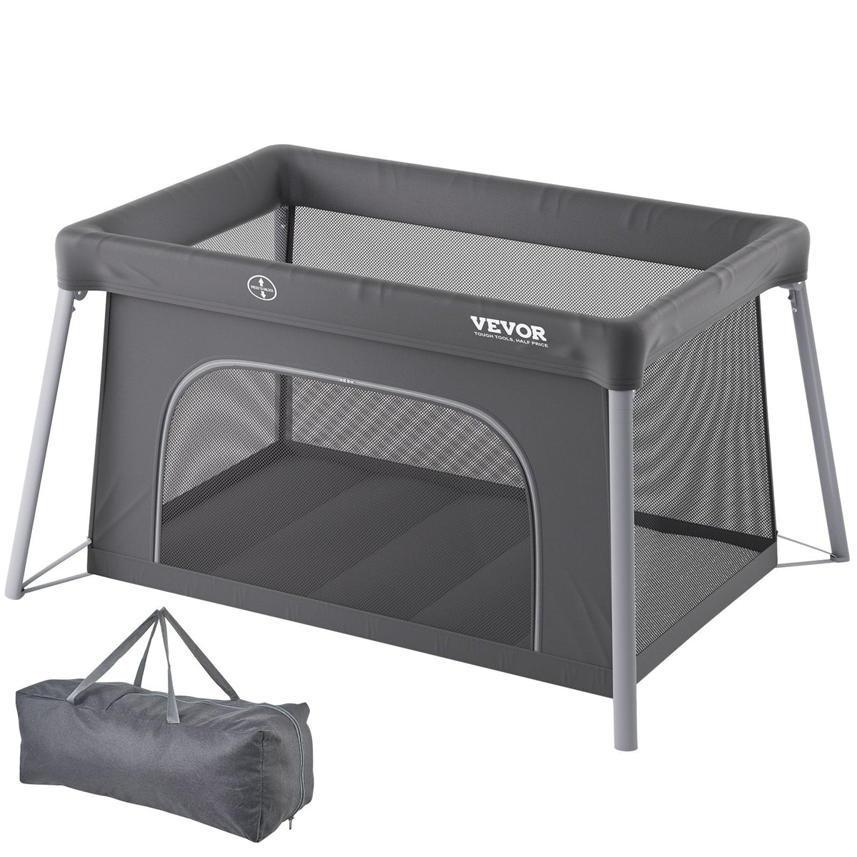 VEVOR Baby Travel Crib and Play Yard, Folding Baby Playpen with Zipper Gate & Soft Mattress, Portable Toddler Crib with Breathable Mesh, Travel Bag, Indoor/Outdoor Kids Activity Center for 0-36 Months - BXSYXC4331ING7SKNV0 - view 1
