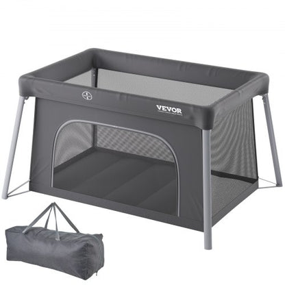 VEVOR Baby Travel Crib and Play Yard, Folding Baby Playpen with Zipper Gate & Soft Mattress, Portable Toddler Crib with Breathable Mesh, Travel Bag, Indoor/Outdoor Kids Activity Center for 0-36 Months - BXSYXC4331ING7SKNV0 - view 2