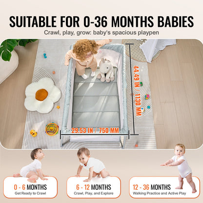 VEVOR Baby Travel Crib and Play Yard, Folding Baby Playpen with Soft Mattress Pad, Portable Toddlers Crib with Breathable Mesh and Travel Bag, Indoor/Outdoor Kid Activity Center for 0-36 Months Babies - BXSYXC4424INLEQTHV0 - view 4