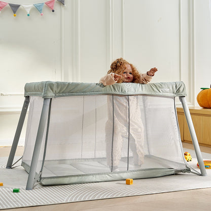 VEVOR Baby Travel Crib and Play Yard, Folding Baby Playpen with Soft Mattress Pad, Portable Toddlers Crib with Breathable Mesh and Travel Bag, Indoor/Outdoor Kid Activity Center for 0-36 Months Babies - BXSYXC4424INLEQTHV0 - view 9