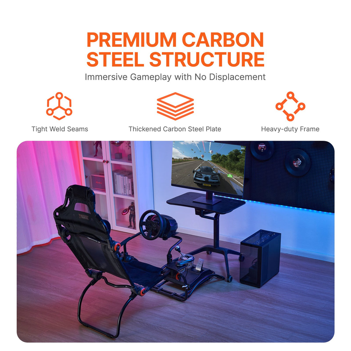 VEVOR Racing Wheel Stand Foldable For Logitech G923/G920/G29, Steering Wheel Stand & Foot Pedal Angle Adjustable,Portable Steel Driving Simulator Cockpit-Thrustmaster T248P, GT/Formula Mode Large Size - BXSZCDHKZDXKQ29WWV0 - view 4