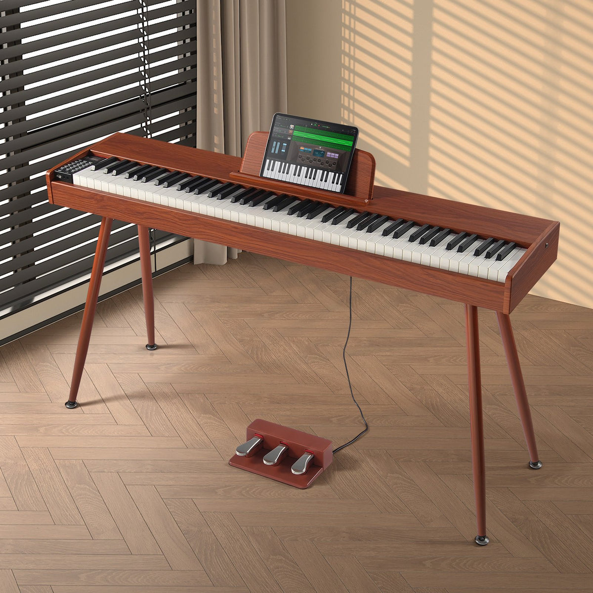 VEVOR Weighted Digital Piano, 88 Key Fully Weighted Keys, Electric Piano Dual Keyboard & Speakers Four Legged Piano Stand with Headphone 200 Tones & Rhythms, Support Bluetooth/USB/MIDI, for Beginners - BXSZCGQ88JSJ8KKBKV1 - view 9