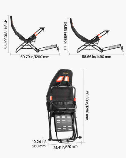 VEVOR Portable Racing Wheel Stand, Foldable & Adjustable Steering Sim Wheel Stand, 18.5 in Seat Inner Width, Compatible with Logitech G923/G920/G29, Thrustmaster T248P, Fanatec, Hori, Mad Catz, Black - BXSZCLYYSXHKARTGU001V0 - view 8