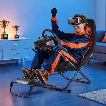VEVOR Portable Racing Wheel Stand, Foldable & Adjustable Steering Sim Wheel Stand, 18.5 in Seat Inner Width, Compatible with Logitech G923/G920/G29, Thrustmaster T248P, Fanatec, Hori, Mad Catz, Black - BXSZCLYYSXHKARTGU001V0 - view 9